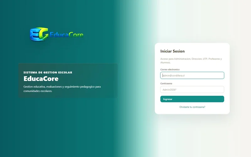 Captura del proyecto EducaCore
