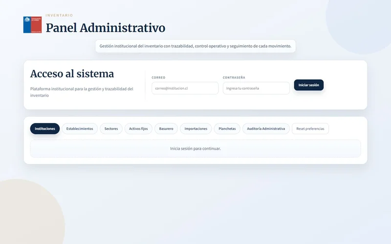 Captura del proyecto InventaCore — Subsecretaría de la Niñez