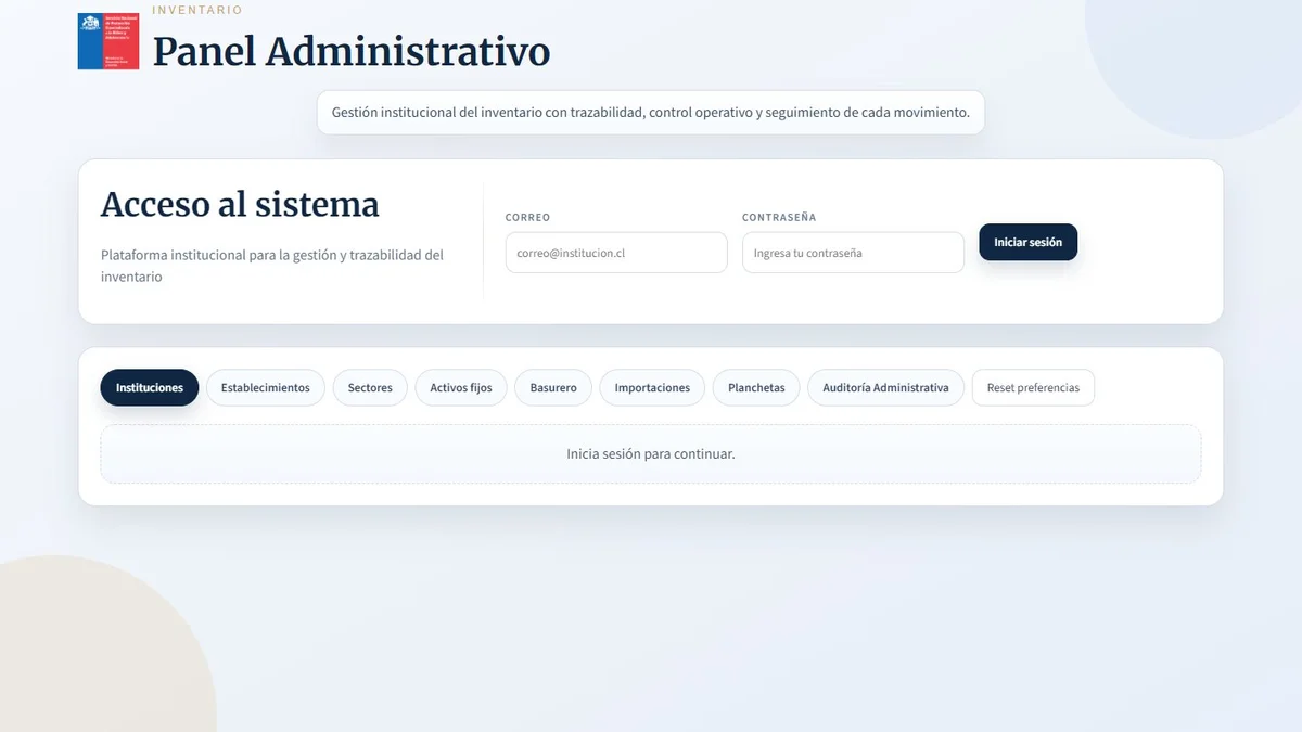 Vista principal de InventaCore